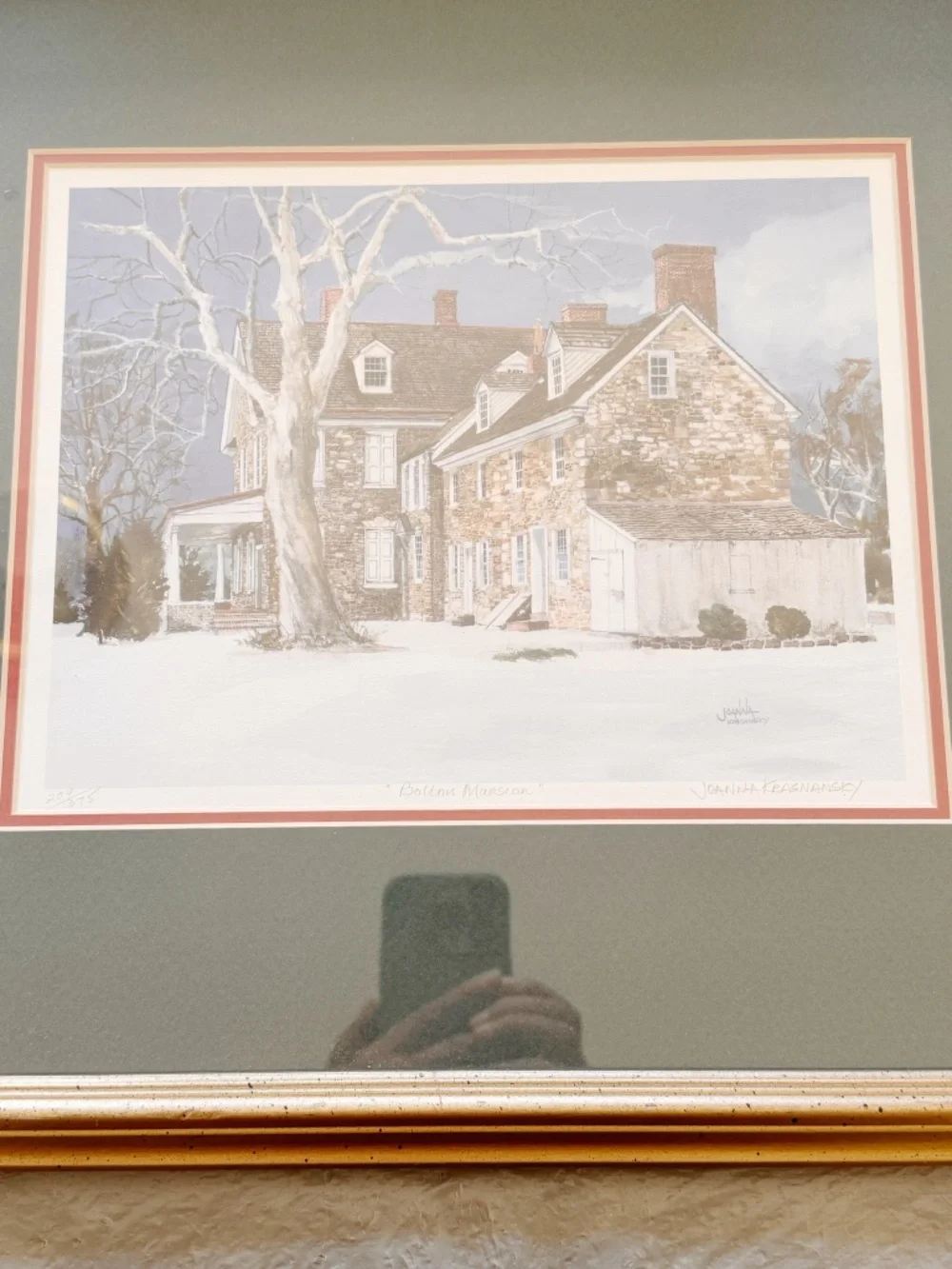 Joanna Krasnansky Signed Lithograph Bolton Mansion #209/375 Framed Wall Art